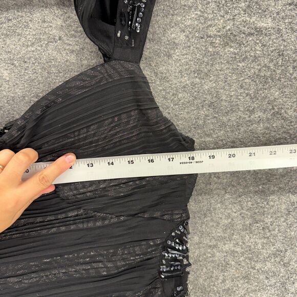 Camille Dress Women 12 Black Striped Shift Midi Zipper Sleeveless Sequin Casual - Picture 3 of 7